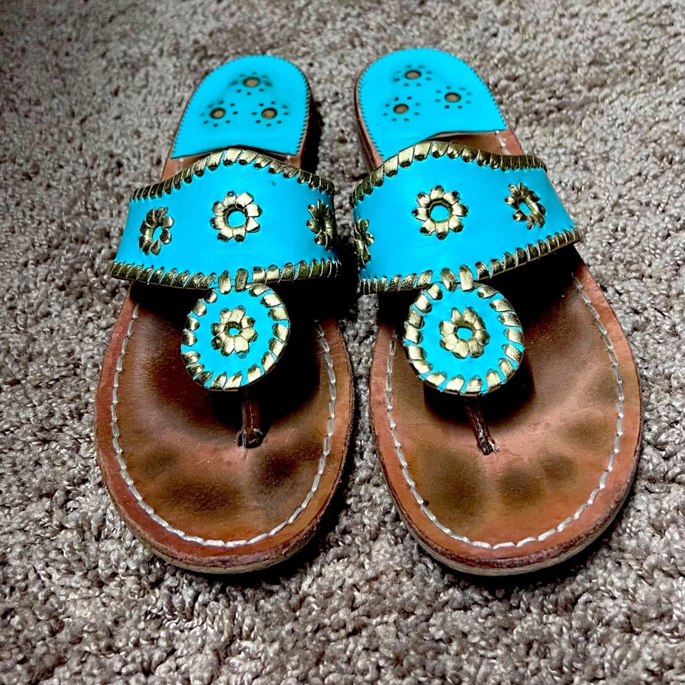 Turquoise And Gold Jack Rogers Sandals